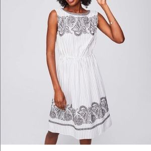 Loft Embroidered Stripe Midi Dress